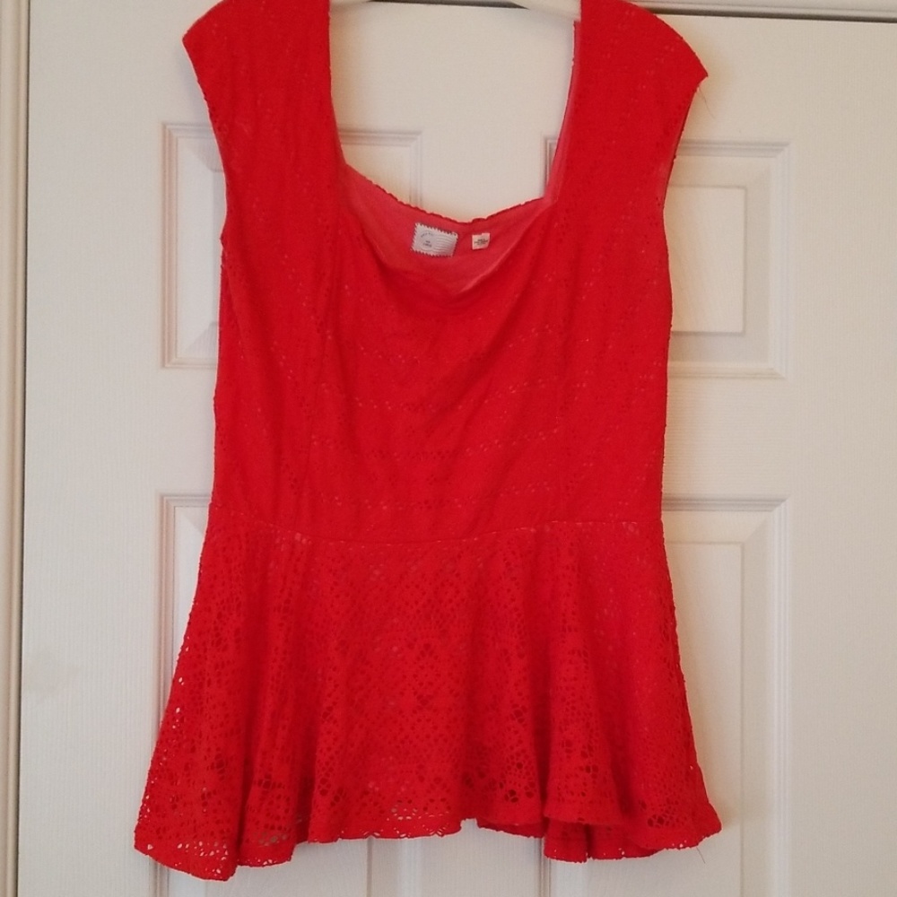 Anthropologie orange peplum shirt